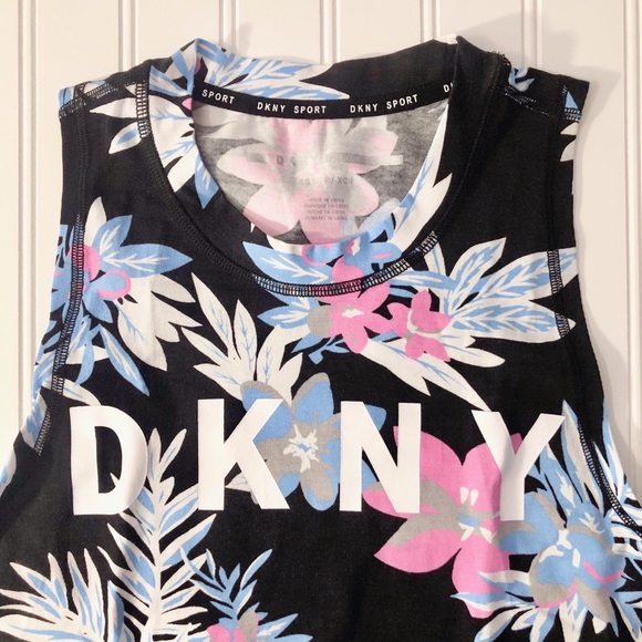 DKNY Floral-print Tank Top In Black - Picture 6 of 7